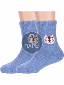 Комплект из 2 пар детских теплых махровых носков Hobby Line ДЖИНСОВЫЕ (2-Ндад7622-1)