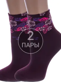 Комплект из 2 пар женских махровых носков RuSocks (Орудьевский трикотаж) БОРДОВЫЕ (2-Ж-2337)