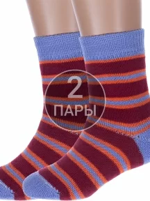 Комплект из 2 пар детских махровых носков Альтаир, 2-С114, БОРДОВО-ГОЛУБЫЕ