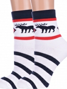 Комплект из 2 пар женских махровых носков ХОХ, 2-GZ-3R17, БЕЛЫЕ