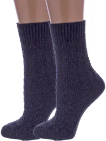 Комплект из 2 пар женских полушерстяных носков RuSocks (Орудьевский трикотаж) ТЕМНО-СИНИЕ (2-Ж-185)
