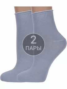 Комплект из 2 пар женских носков без резинки ХОХ СЕРЫЕ (2-G-1406)
