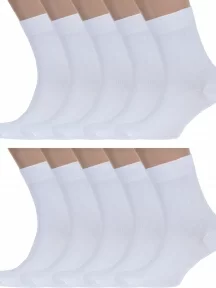 Комплект из 10 пар мужских носков RuSocks (Орудьевский трикотаж) БЕЛЫЕ (10-М-1134)