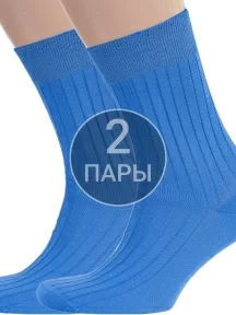 Комплект из 2 пар мужских носков RuSocks (Орудьевский трикотаж) из 100% хлопка, 2-М3-11001, рис. 01, ТЕМНО-ГОЛУБЫЕ