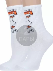 Комплект из 2 пар детских спортивных носков "Красная ветка", 2-С-2131, БЕЛЫЕ