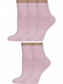 Комплект из 5 пар женских носков без резинки ХОХ, 5-G-1406, РОЗОВЫЙ МЕЛАНЖ