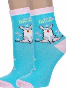 Комплект из 2 пар детских носков "Борисоглебский трикотаж", 2-8С226/2, БИРЮЗОВЫЕ