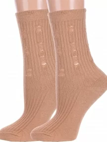 Комплект из 2 пар женских носков Hobby Line, 2-Нжвип1024, ПЕСОЧНЫЕ