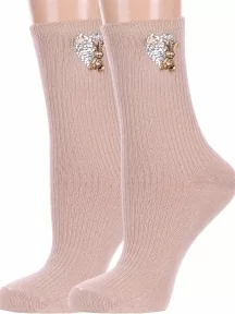 Комплект из 2 пар женских носков Hobby Line, 2-Нжвип1000-03, БЕЖЕВЫЕ