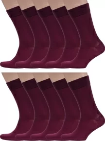 Комплект из 10 пар мужских носков Sergio Di Calze (PINGONS) из мерсеризованного хлопка, 10-17SC6, БОРДОВЫЕ