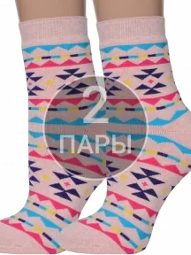 Комплект из 2 пар женских махровых носков ХОХ, 2-GZ-3R24, РОЗОВЫЕ