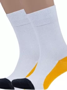 Комплект из 2 пар мужских носков MSCLUB №М47, 2-nm-532, БЕЛЫЕ с желтым