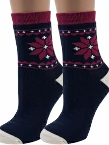 Комплект из 2 пар женских махровых носков ХОХ, 2-GZ-3R15, ТЕМНО-СИНИЕ
