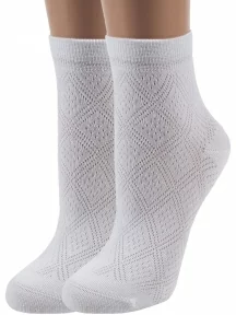 Комплект из 2 пар женских бамбуковых носков в сеточку ХОХ, 2-G-5R2, БЕЛЫЕ
