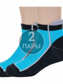 Комплект из 2 пар детских спортивных носков с махровым следом ХОХ ЧЕРНО-БИРЮЗОВЫЕ (2-SPD-12)