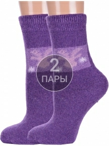Комплект из 2 пар женских теплых махровых носков Hobby Line, 2-Нжамв6008-9, ФИОЛЕТОВЫЕ