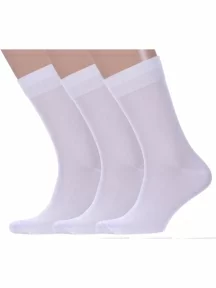 Комплект из 3 пар мужских носков Sergio Di Calze (PINGONS) из мерсеризованного хлопка, 3-17SC6, БЕЛЫЕ