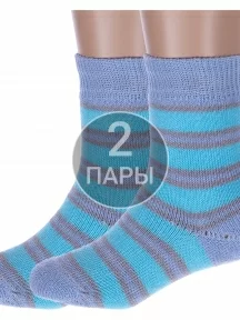 Комплект из 2 пар детских махровых носков Альтаир БИРЮЗОВО-ГОЛУБЫЕ (2-С114)