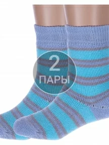Комплект из 2 пар детских махровых носков Альтаир, 2-С114, БИРЮЗОВО-ГОЛУБЫЕ