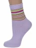 Женские носки Альтаир, С46, БЛЕДНО-СИРЕНЕВЫЕ с салатовыми полосками