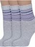 Комплект из 3 пар женских носков Альтаир, 3-С46, СВЕТЛО-СЕРЫЕ с сиреневыми полосками
