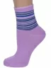 Женские носки Альтаир, С46, СИРЕНЕВЫЕ с сине-зелеными полосками