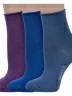 Комплект из 3 пар женских носков без резинки Grinston socks (PINGONS) из мерсеризованного хлопка, 3-15D22, микс 1