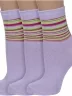 Комплект из 3 пар женских носков Альтаир, 3-С46, БЛЕДНО-СИРЕНЕВЫЕ с салатовыми полосками