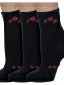 Комплект из 3 пар женских носков Альтаир, 3-С47, ЧЕРНЫЕ с красными цветами