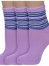 Комплект из 3 пар женских носков Альтаир, 3-С46, СИРЕНЕВЫЕ с сине-зелеными полосками