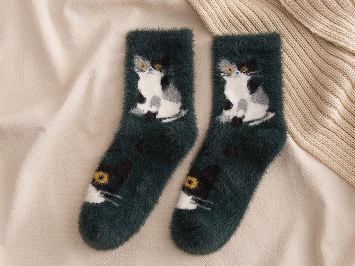 Теплые носки с рисунком котика подарят чувство уюта